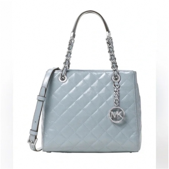 🪞 MK patent leather quilted stitch small tote handbag by michael kors - Picture 1 of 2